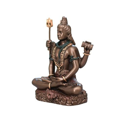 3.4-inch Cold Cast Bronze Lord Shiv Idol For Car Dashboard - Welno ...