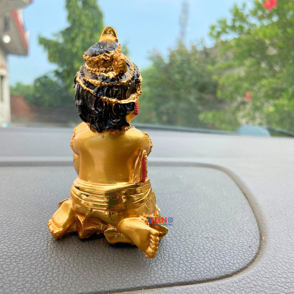 Standbeeld van de hindoegod Sri Krishna| Vintage klei handgemaakte Lord Krishna met fluit - 7,25
